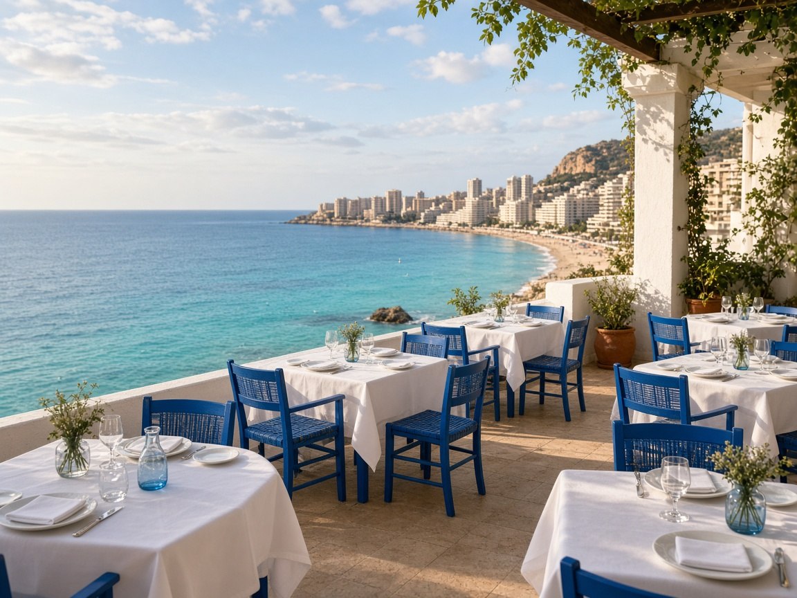 Terraza y casco antiguo de Benidorm